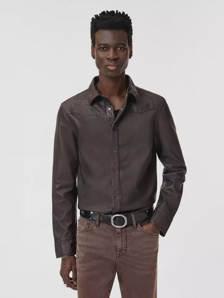 John Varvatos SAMUEL Leather Shirt Jacket - Black