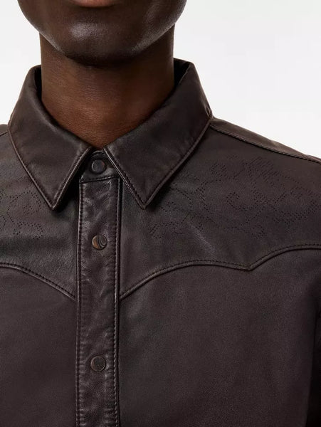 John Varvatos SAMUEL Leather Shirt Jacket - Black