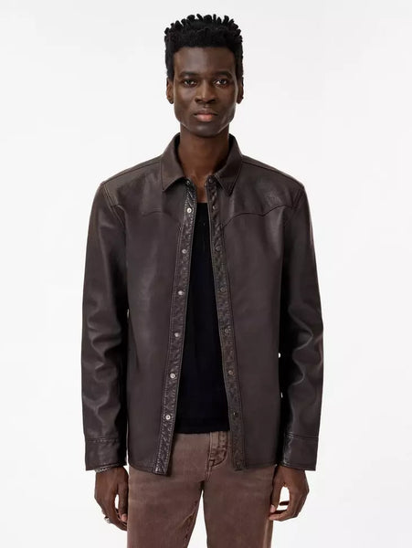 John Varvatos SAMUEL Leather Shirt Jacket - Black
