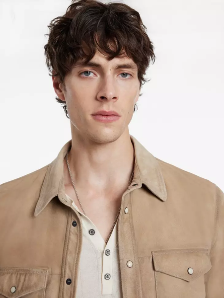 John Varvatos LIONELL Leather Shirt Jacket - Camel