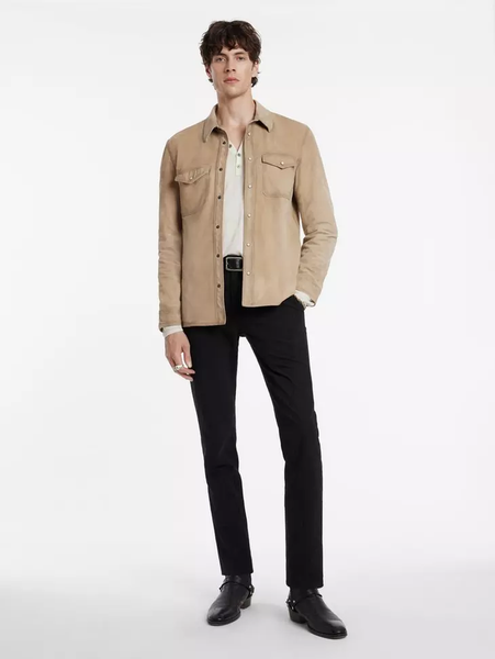 John Varvatos LIONELL Leather Shirt Jacket - Camel