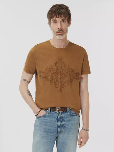 John Varvatos CENTER MOTIF Tee - Flax Heather