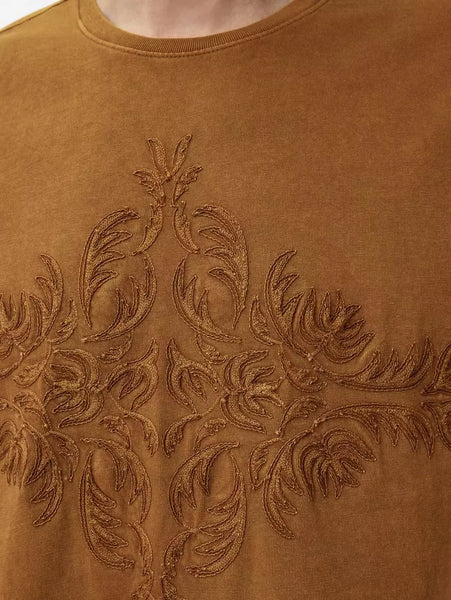 John Varvatos CENTER MOTIF Tee - Flax Heather