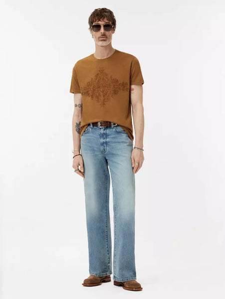 John Varvatos CENTER MOTIF Tee - Flax Heather