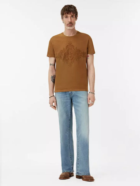 John Varvatos CENTER MOTIF Tee - Flax Heather