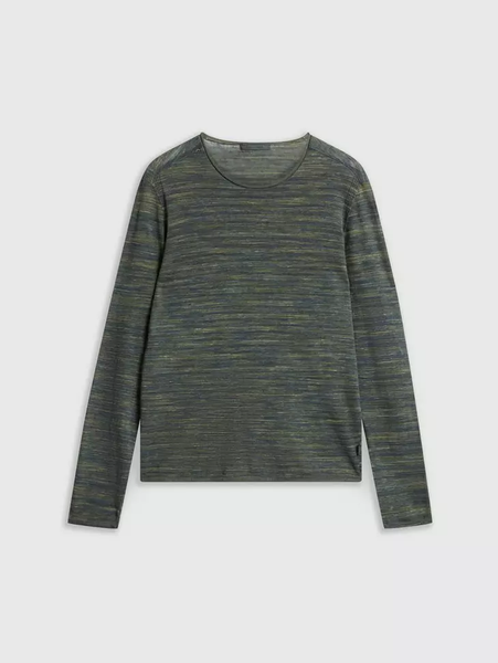 John Varvatos OMAR LS Space Dye Linen Cotton Crew - Teakwood