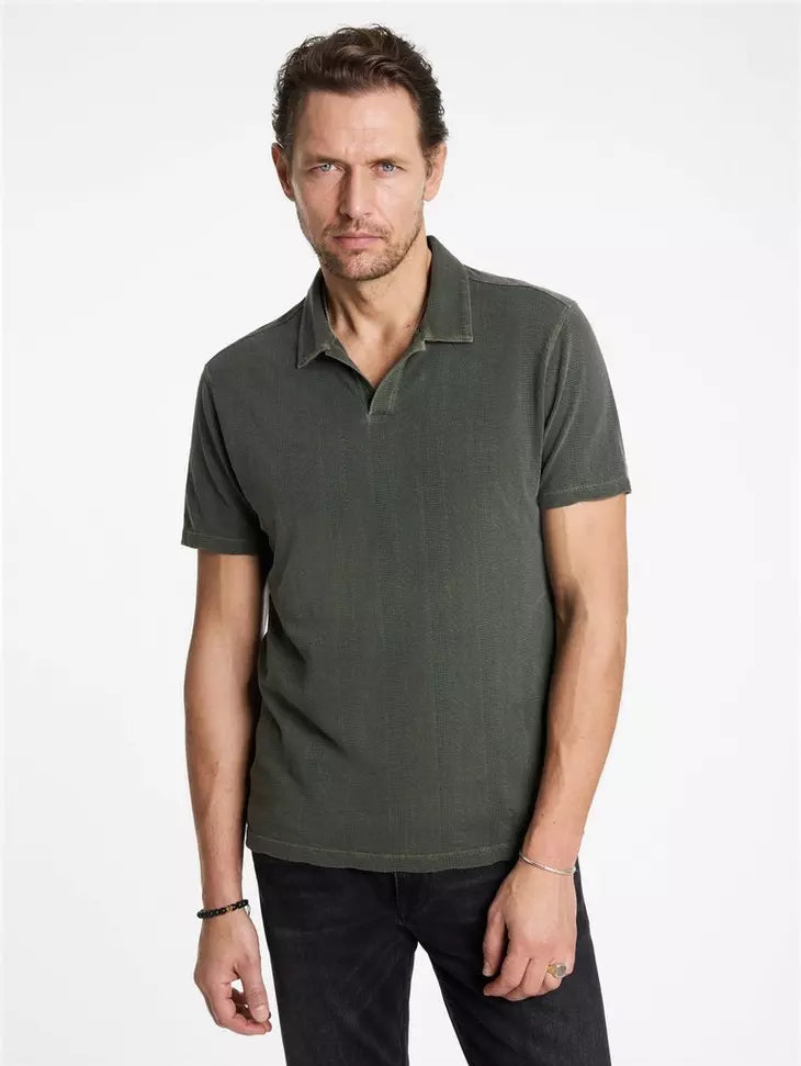 John Varvatos Zion SS Garment Dye Polo Tarp Green manhattan casuals