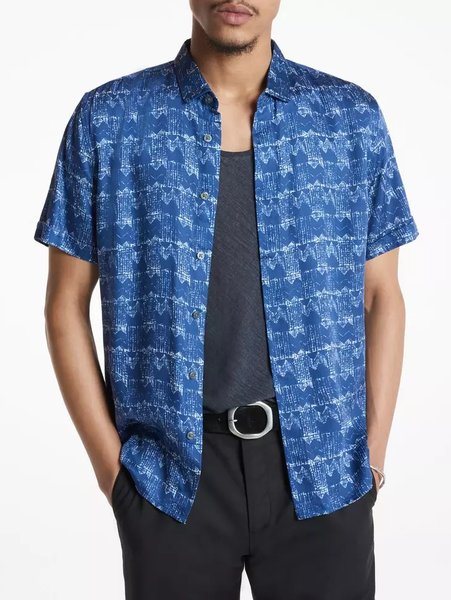 John Varvatos Loren SS Print Shirt - Capri Blue