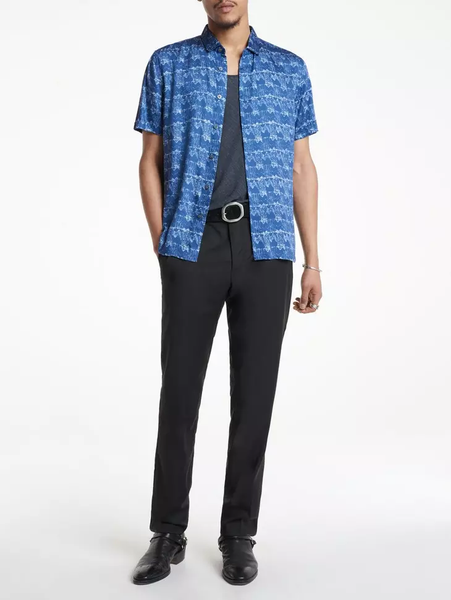 John Varvatos Loren SS Print Shirt - Capri Blue