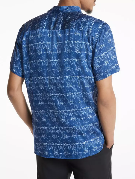 John Varvatos Loren SS Print Shirt - Capri Blue
