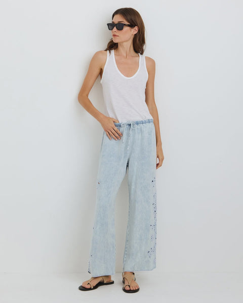 Bella Dahl Side Embroidered Beach Pant in Light Seaspray