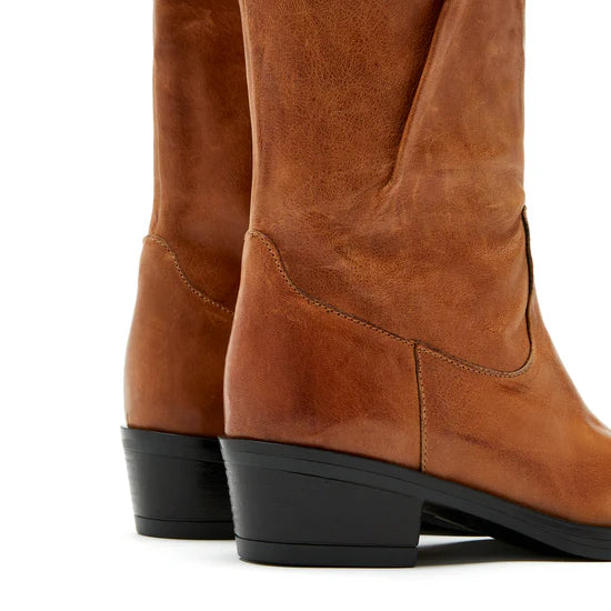 Sister Soeur Sadie Mid Height Leather Biker Boot in Tan