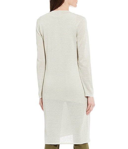 Eileen Fisher Organic Linen Crepe Sparkle Long Cardigan - Bone
