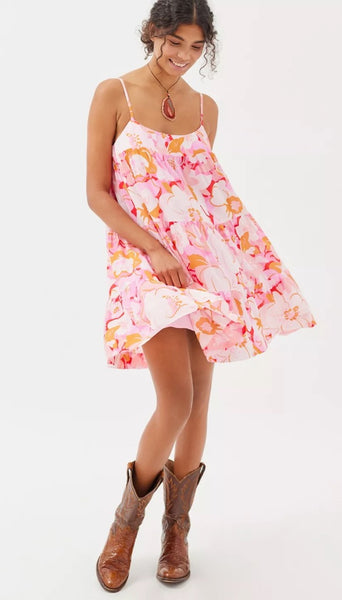 Mink Pink Josie Tiered Strappy dress in Pink Floral