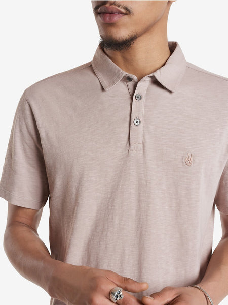 John Varvatos Victor SS Slub Peace Polo - Dried Petal