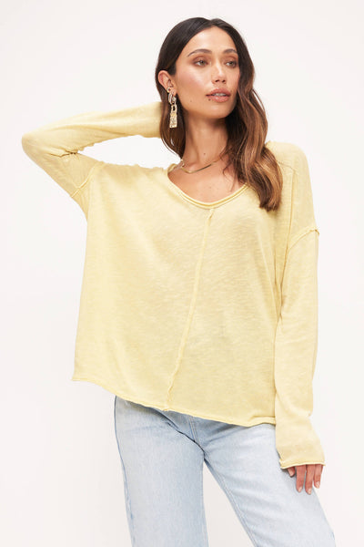 Project Social T Get Up & Go Long Sleeve in Suede Chartreus