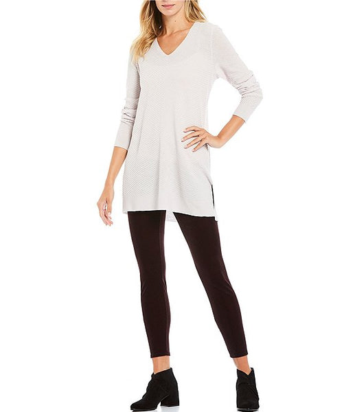 Eileen Fisher Ballet Neck Tunic in Washable Wool Fine Crepe - Ceramic
