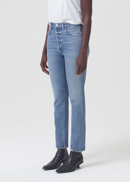 AGOLDE Riley High Rise Straight Long Jean in Cove
