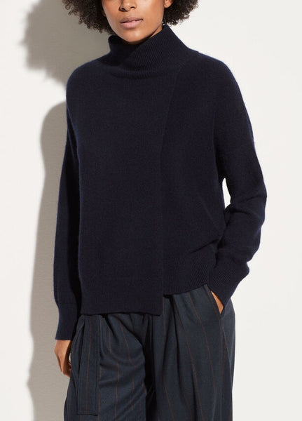 Vince Wool Cashmere Stepped Hem Turtleneck