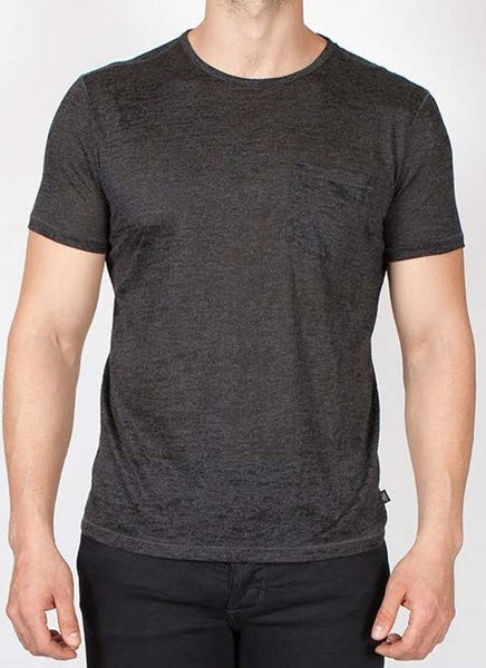 John Varvatos S/S Burnout Crew - Charcoal Heather