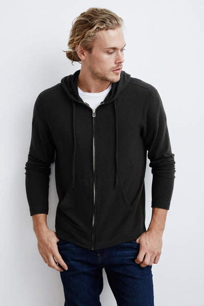 Velvet Men's Cozy Jersey Zip Hoody Loudon01 Black