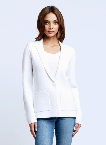 L'AGENCE Lacey Knit Blazer in White