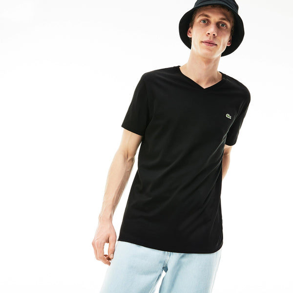 Lacoste V-neck Pima Cotton T-shirt - Black