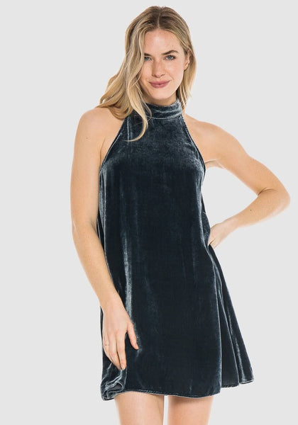 Bella Dahl Velvet Mock Neck Halter Dress 8F