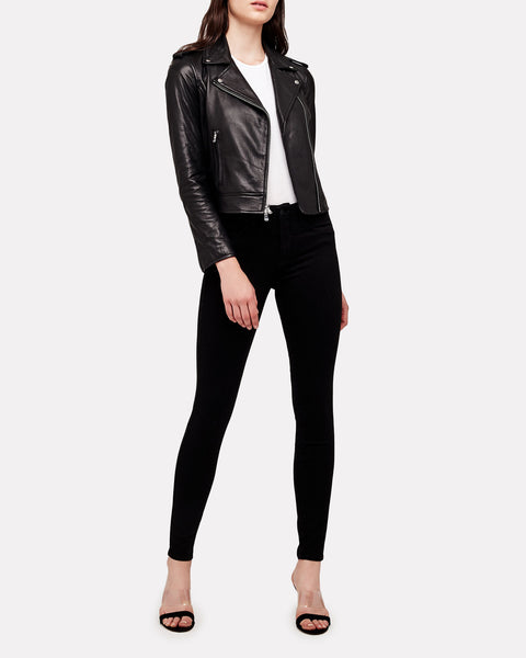 L'AGENCE Leather Biker Jacket in Black