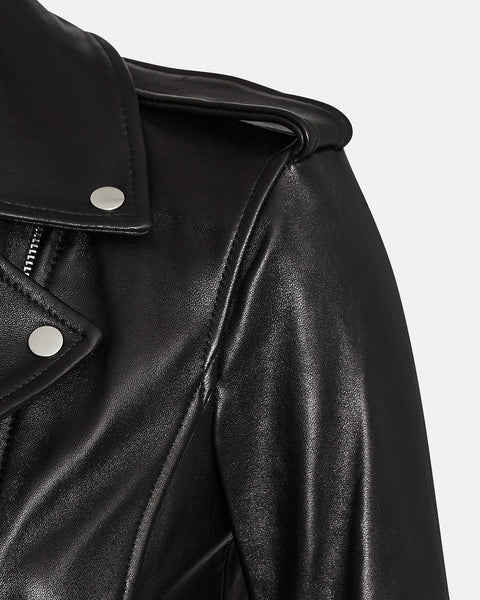 L'AGENCE Leather Biker Jacket in Black
