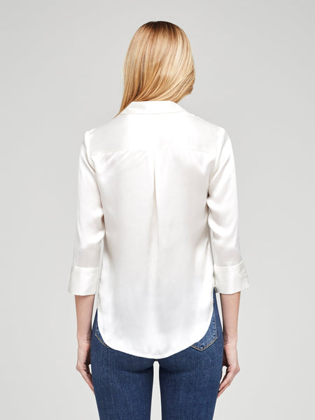 L'AGENCE Dani 3/4 sleeve silk blouse in ivory