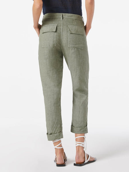 FRAME Le Beau Linen Pant in Military