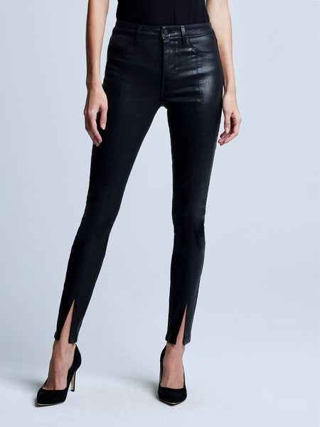 L'AGENCE Jyothi Hi-Rise Split Ankle in Noir Coated