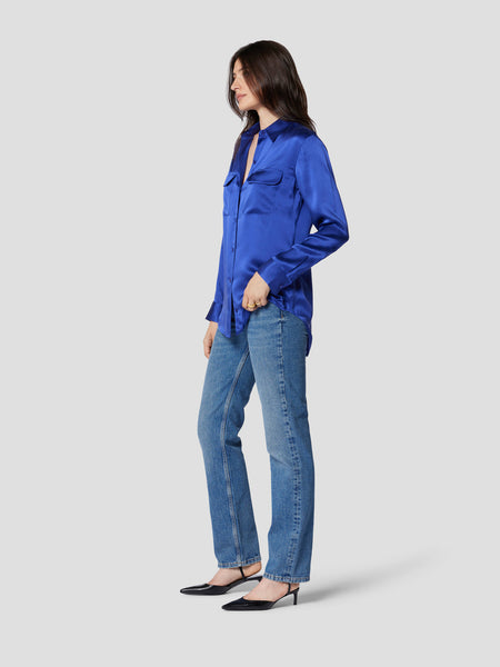 Equipment Signature silk 2 pocket blouse Spectrum Blue