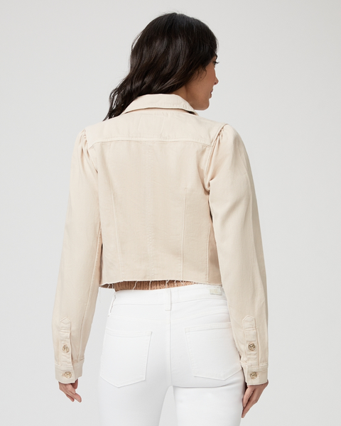 Paige Cropped Pacey Denim Jacket in Soft Beige