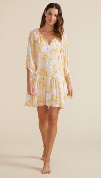 Mink Pink Brianna Smock Neck Floral Dress in Multi