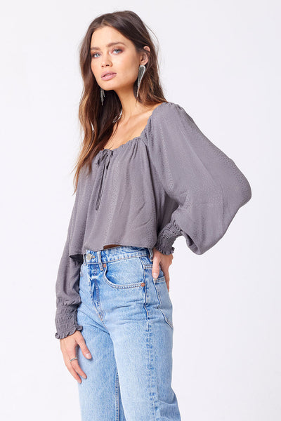 Saltwater Luxe Mel Tie Neck Long Sleeve Top in Willow