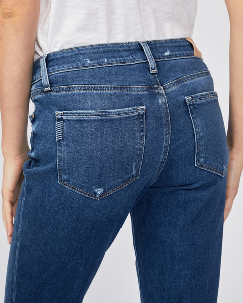 Paige Brigitte Midrise Slim Boyfriend Jean In Eiffel Distressed