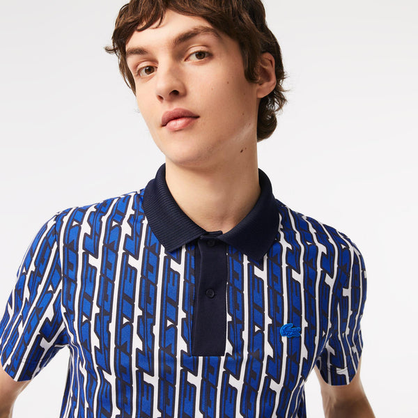Lacoste Classic Fit Active Movement Print Polo - Blue