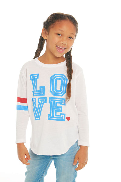 Chaser Girls Vintage Jersey L/S Shirttail Tee in White