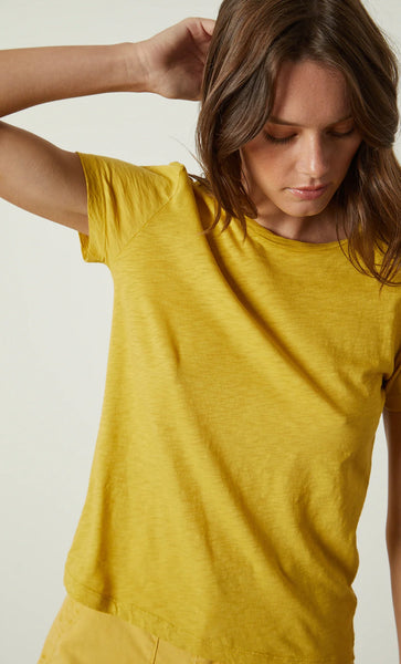 Velvet Sierra Cotton Slub Crew Neck S/S in Buttercup