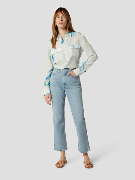 Equipment Signature silk blouse in desert blue multi