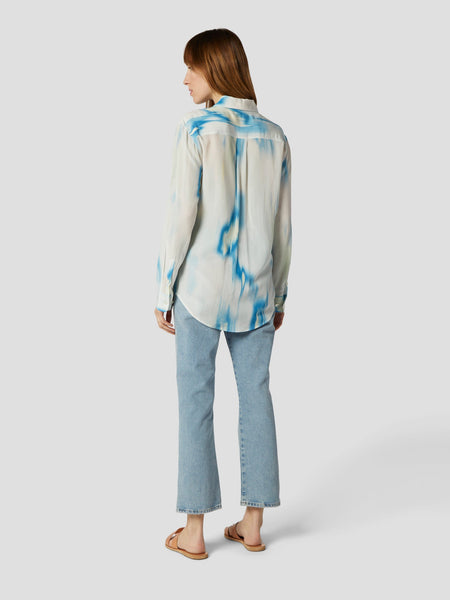 Equipment Signature silk blouse in desert blue multi