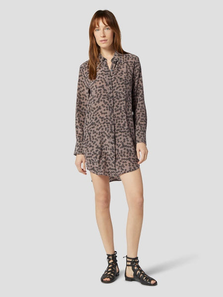 Equipment Scoutt silk patterned dress in true black multi