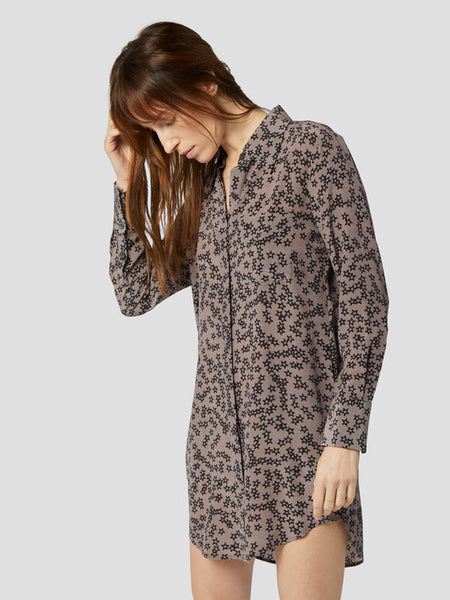 Equipment Scoutt silk patterned dress in true black multi