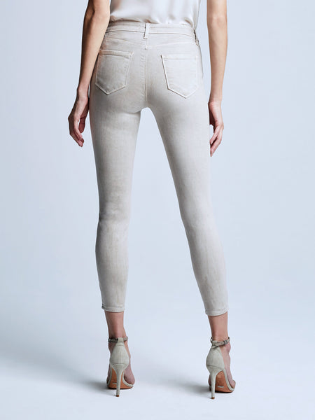L'AGENCE Margot Hi Rise Ankle Skinny in Biscuit Gold Glitter