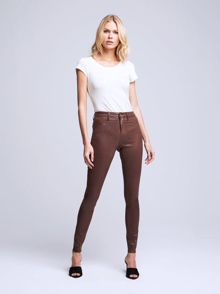 L'AGENCE Marguerite Hi Rise Skinny in Dark Mocha Coated