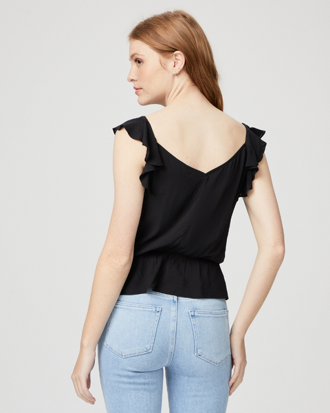 Paige Fenna Cap Sleeve Top in Black