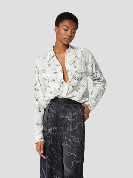 Equipment Signature Shirt in White Blurred Stars Print