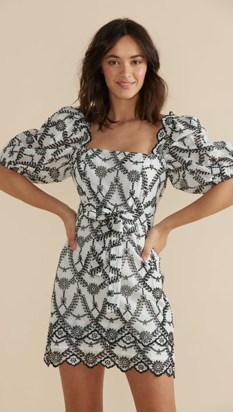 MINKPINK Harvey S/S Mini Dress in White/Black